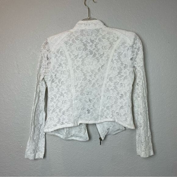 JENNIFER LOPEZ Cream Lace Corset Fitted Cropped Jacket Size XS - Picture 7 of 7